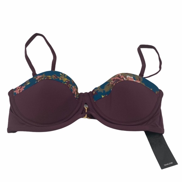 Tavik Color Block Merlot Corsica Bikini Top XS - Picture 4 of 10